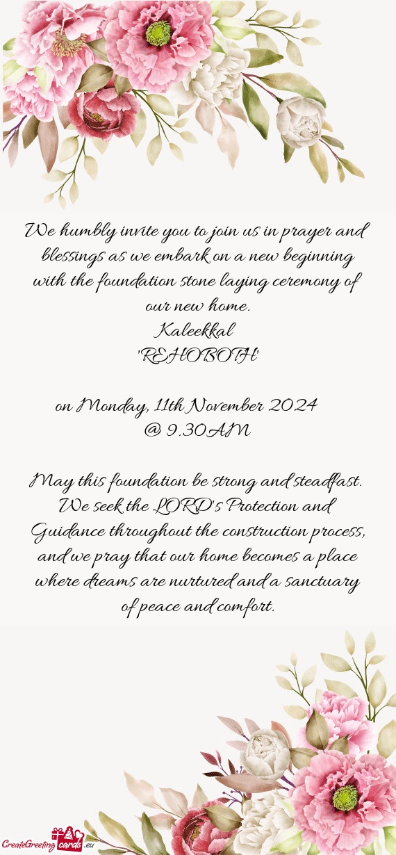 We humbly invite you to join us in prayer and blessings as we embark on a new beginning with the fou