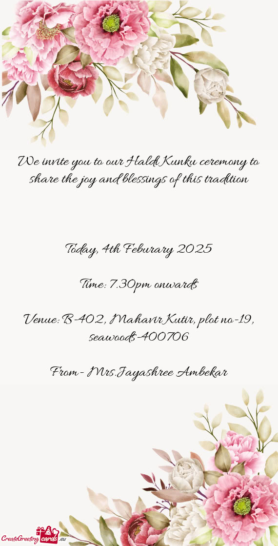 We invite you to our Haldi Kunku ceremony to share the joy and blessings of this tradition