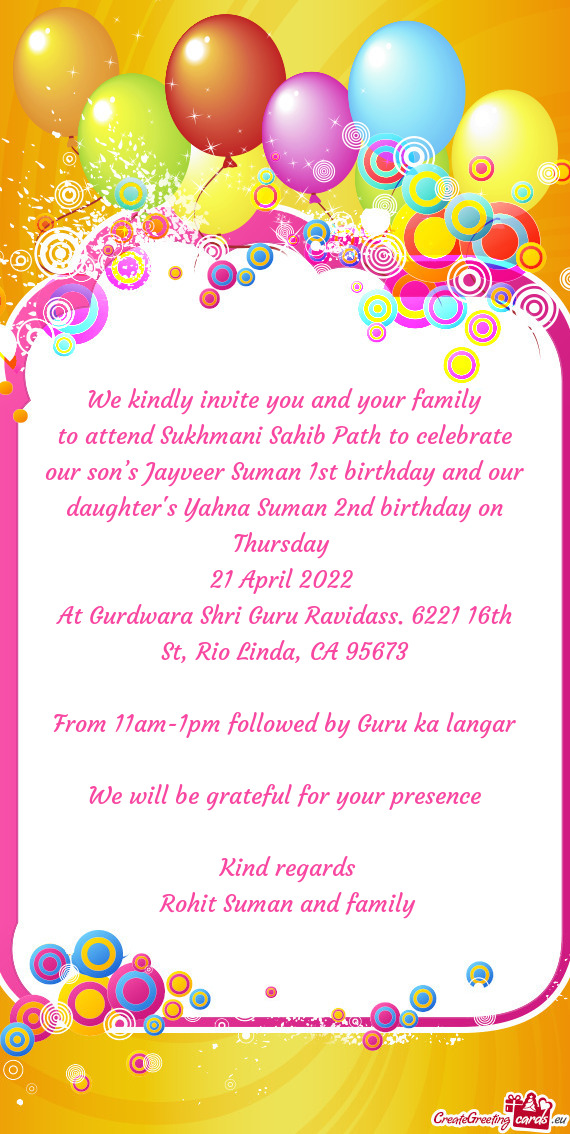 We kindly invite you and your family