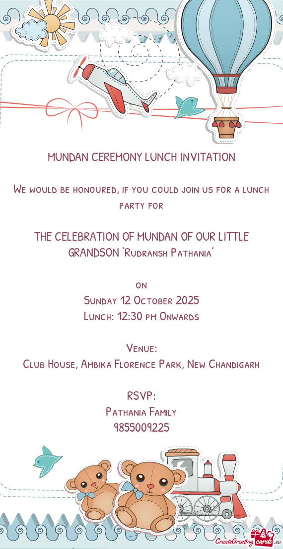 We would be honoured, if you could join us for a lunch party for