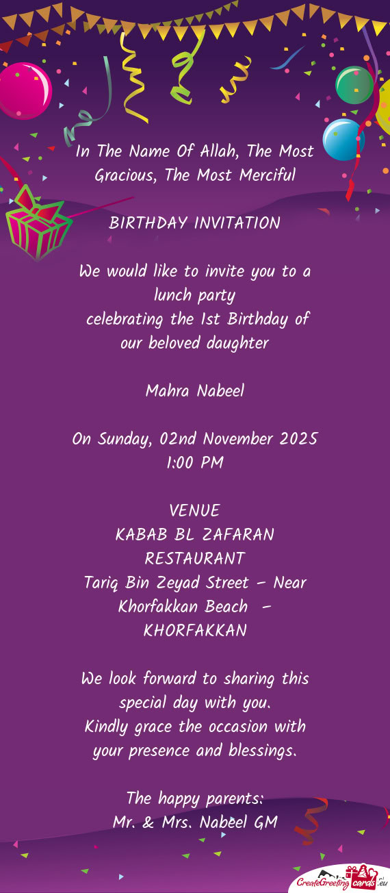 We would like to invite you to a lunch party