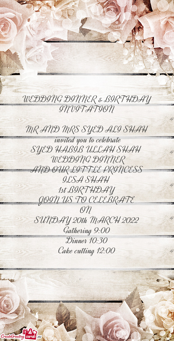 WEDDING DINNER & BIRTHDAY INVITATION