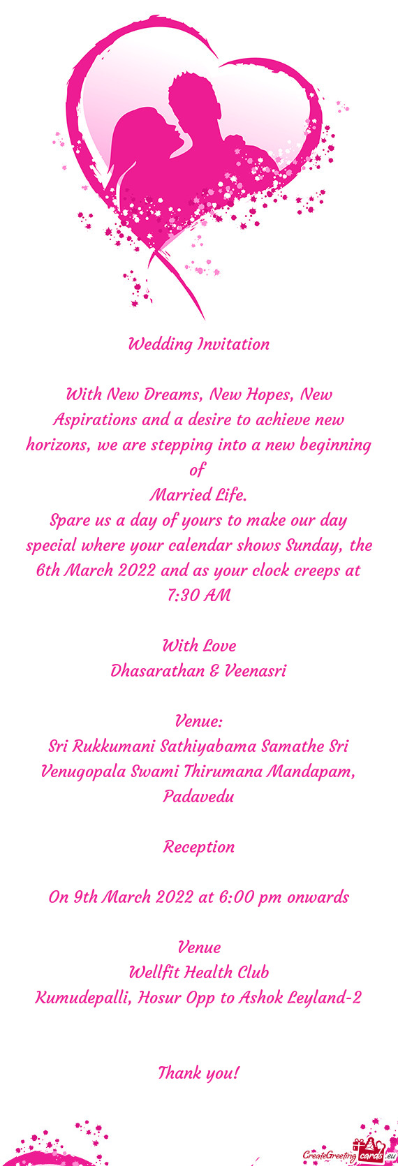 Wedding Invitation    With New Dreams, New Hopes, New