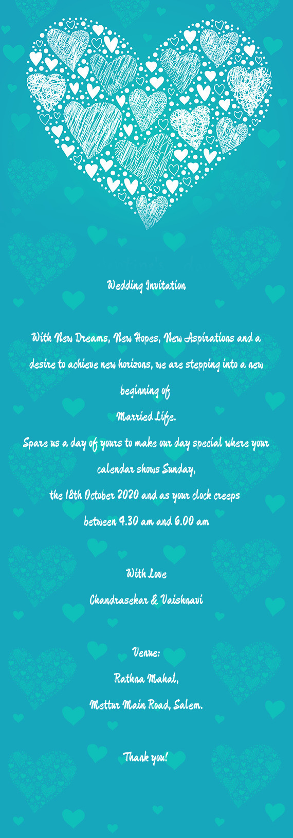 Wedding Invitation    With New Dreams, New Hopes, New