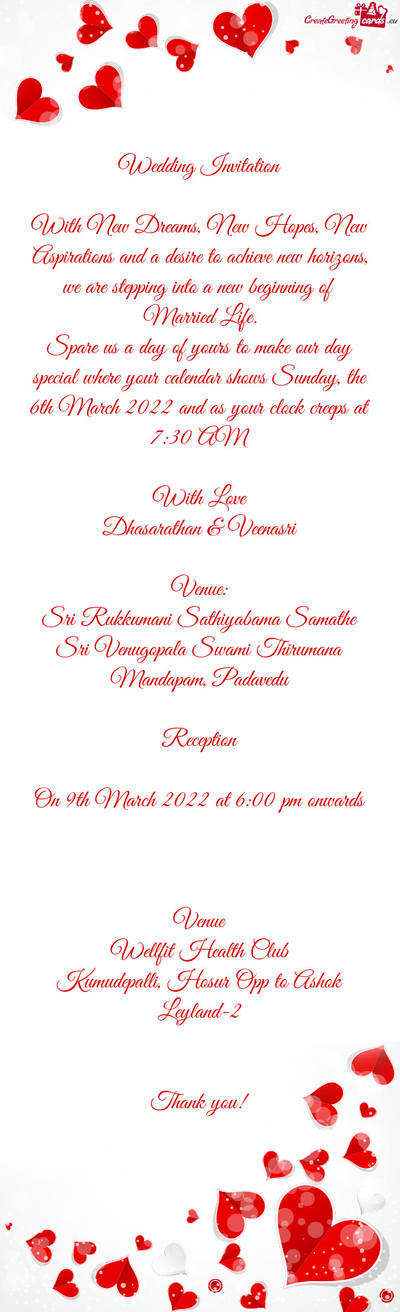 Wedding Invitation    With New Dreams, New Hopes, New