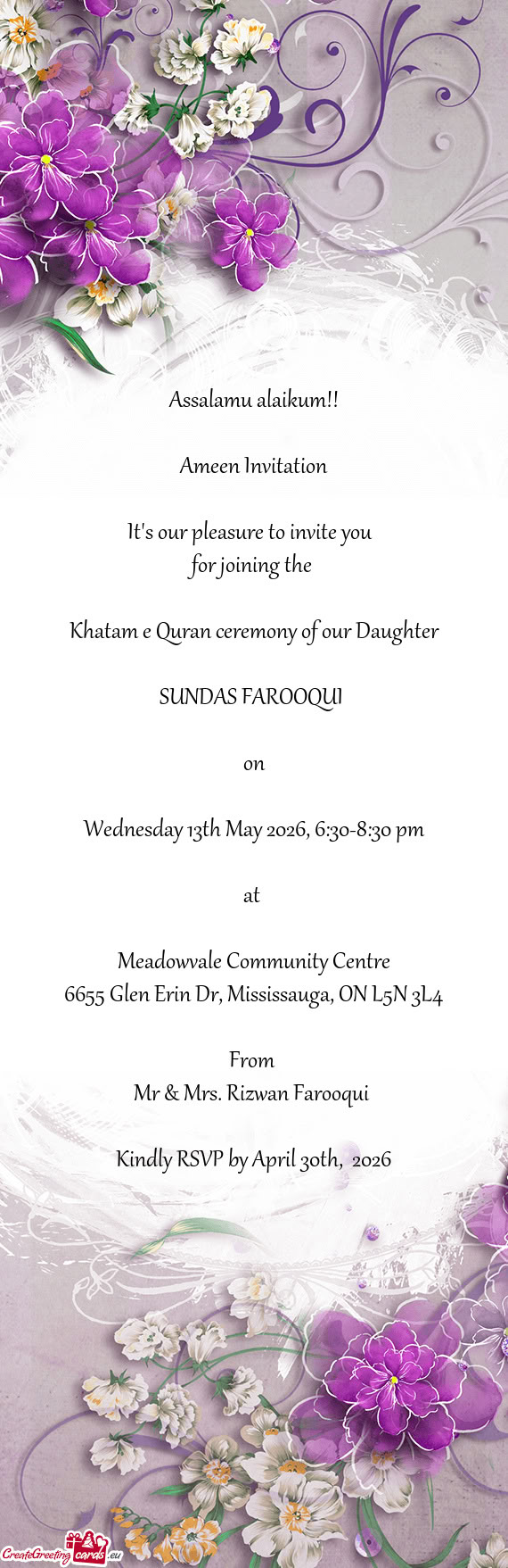 Wednesday 13th May 2026, 6:30-8:30 pm