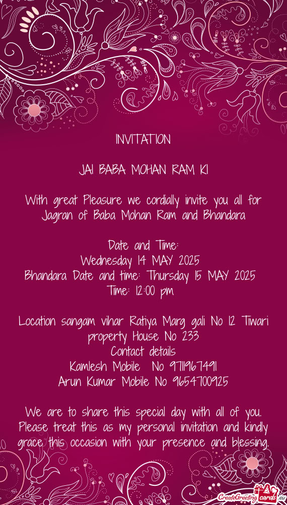 Wednesday 14 MAY 2025