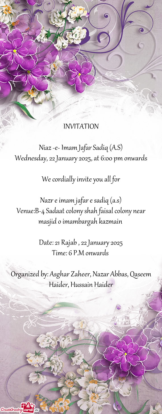 Wednesday, 22 January 2025, at 6:00 pm onwards