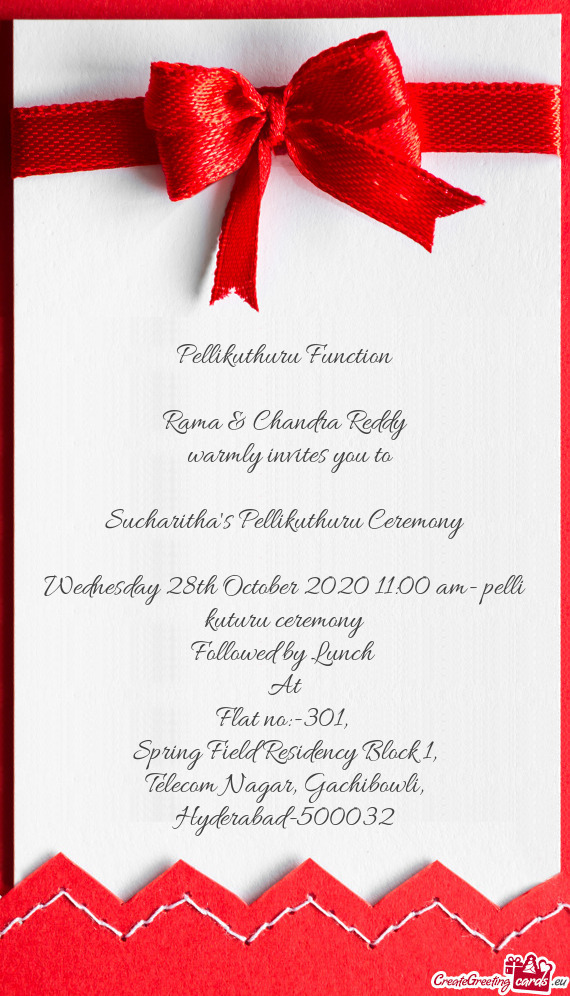 Wednesday 28th October 2020 11:00 am- pelli kuturu ceremony