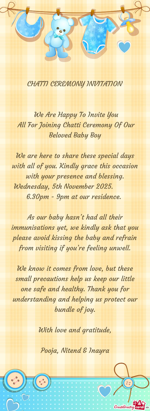 Wednesday, 5th November 2025.   6.30pm - 9pm at our residence