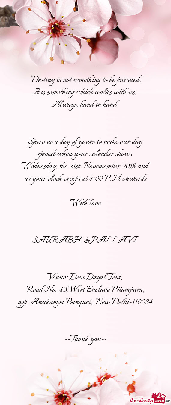 Wednesday, the 21st Novemember 2018 and