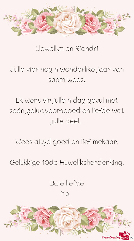 Wees altyd goed en lief mekaar