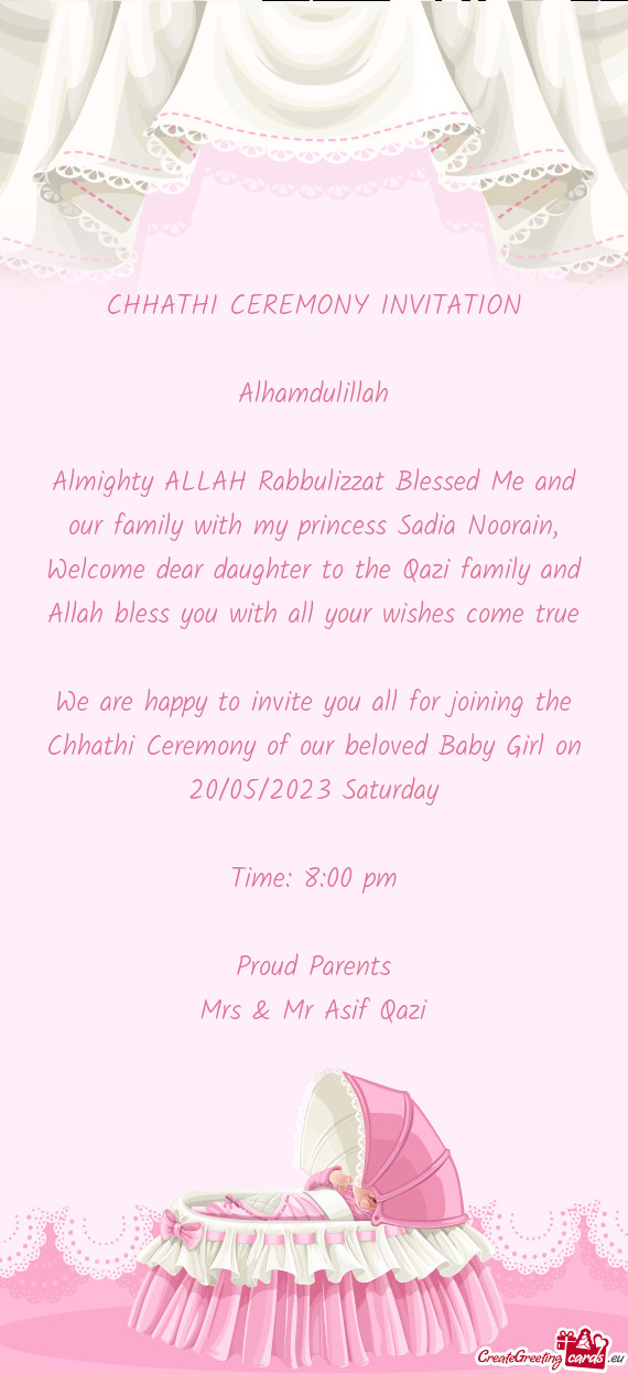 Welcome dear daughter to the Qazi family and Allah bless you with all your wishes come true