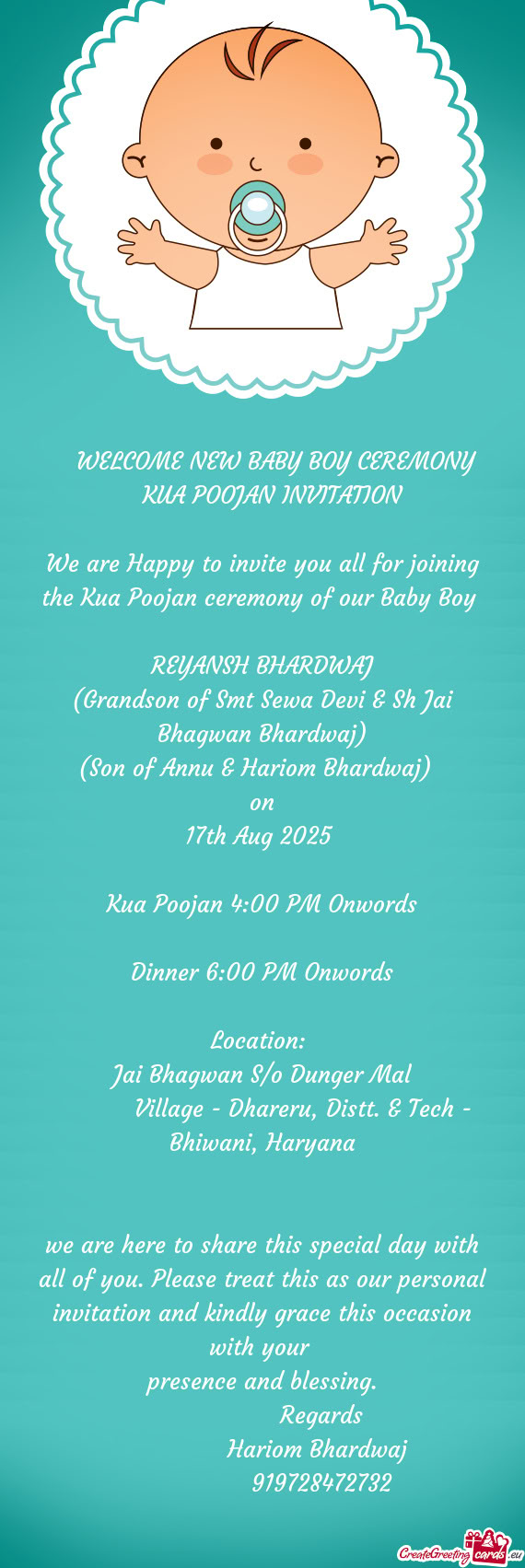🌟 WELCOME NEW BABY BOY CEREMONY 🌟KUA POOJAN INVITATION