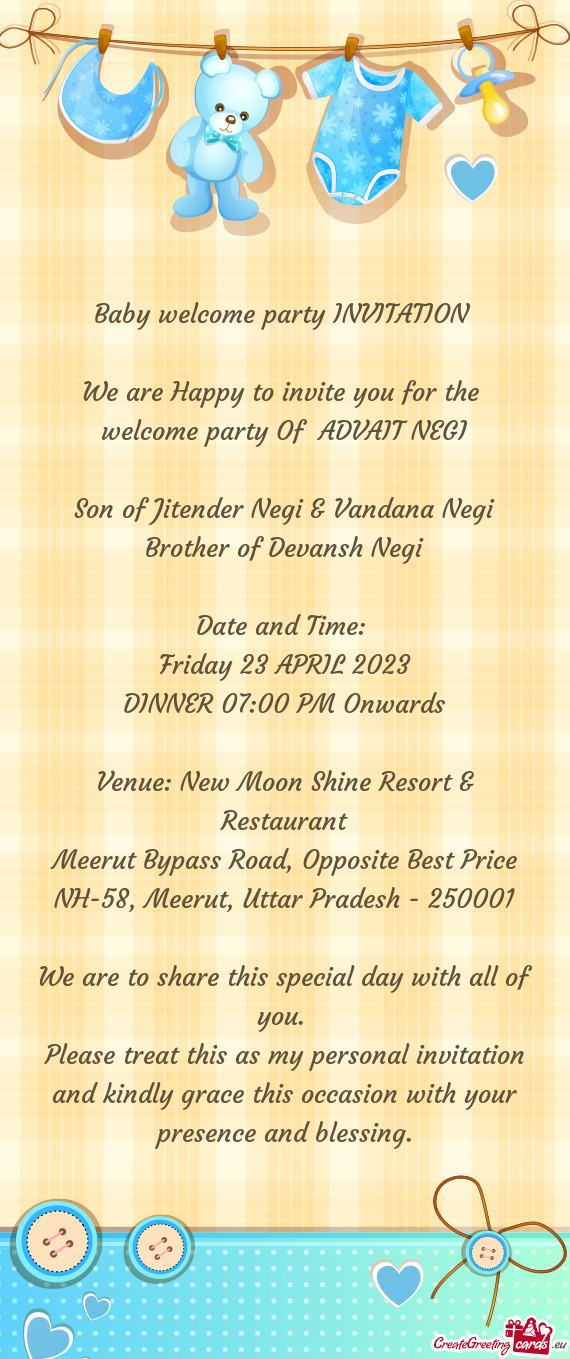 Welcome party Of ADVAIT NEGI