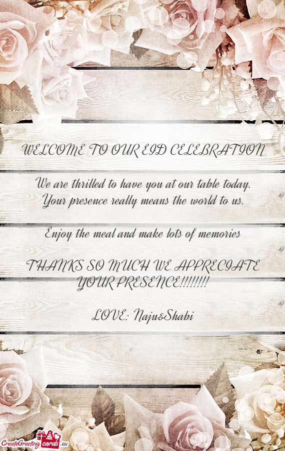 WELCOME TO OUR EID CELEBRATION