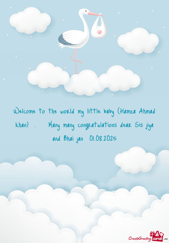 Welcome to the world my little baby (Hamza Ahmad khan)😘. Many many congratulations dear Sis ji