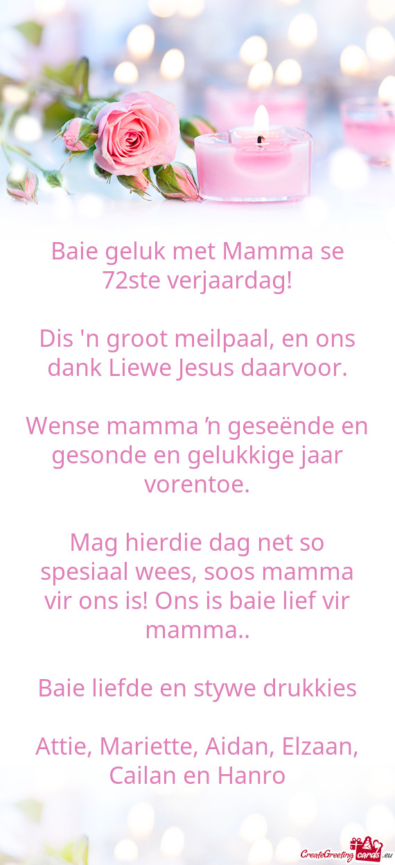 Wense mamma ŉ geseënde en gesonde en gelukkige jaar vorentoe