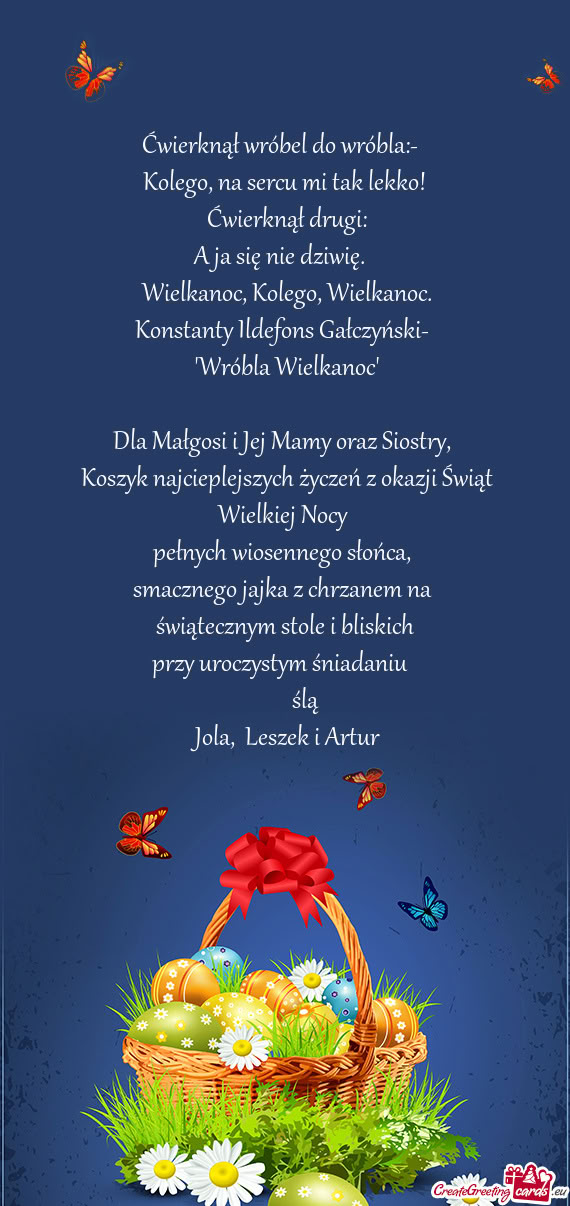 Wielkanoc, Kolego, Wielkanoc