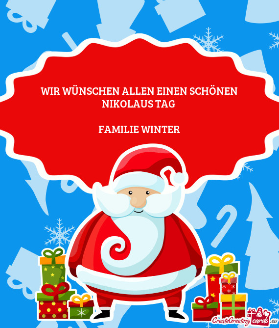 WIR WÜNSCHEN ALLEN EINEN SCHÖNEN NIKOLAUS TAG