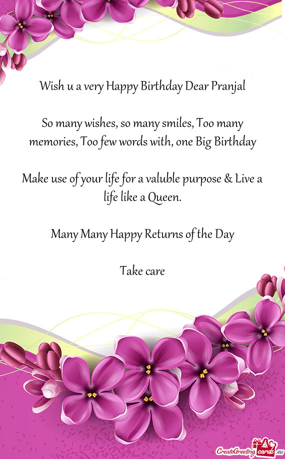 Wish u a very Happy Birthday Dear Pranjal
