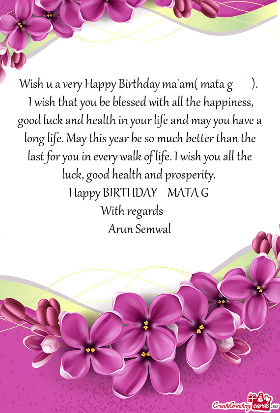 Wish u a very Happy Birthday ma