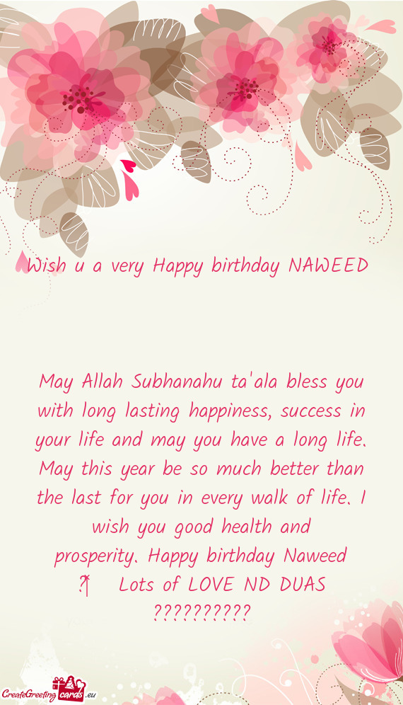 Wish u a very Happy birthday NAWEED