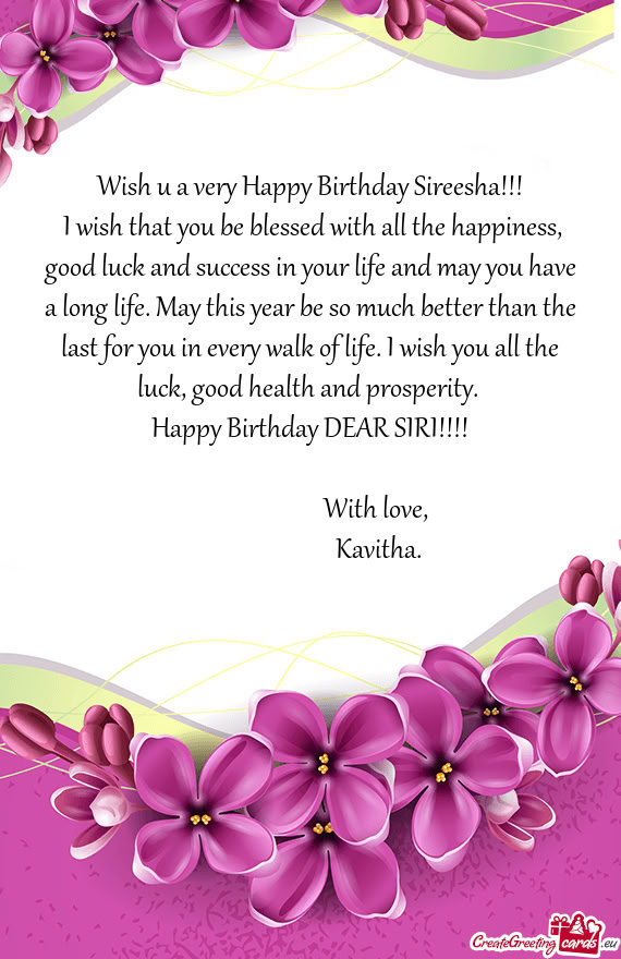 Wish u a very Happy Birthday Sireesha