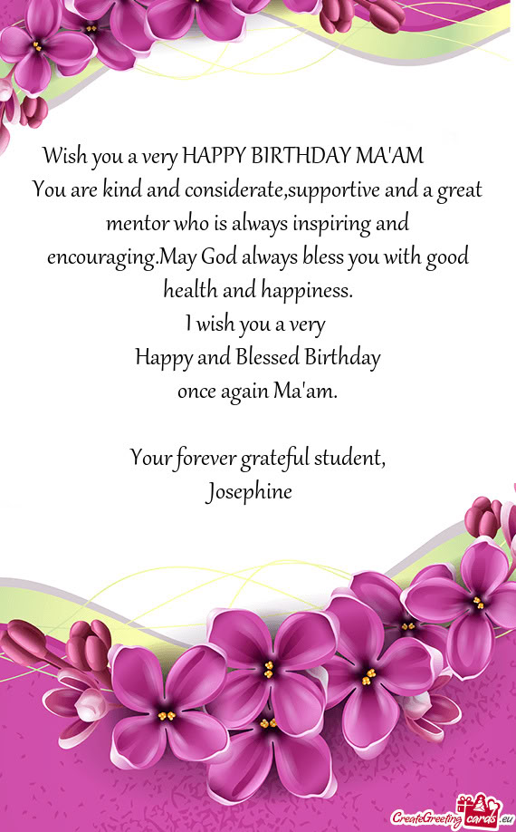 Wish you a very HAPPY BIRTHDAY MA'AM 🎂🧁 💐🌹