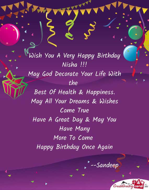 Wish You A Very Happy Birthday Nisha