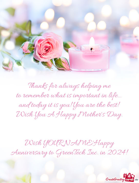 Wish YOUR NAME"Happy Anniversary to GreenTech Inc. in 2024!"