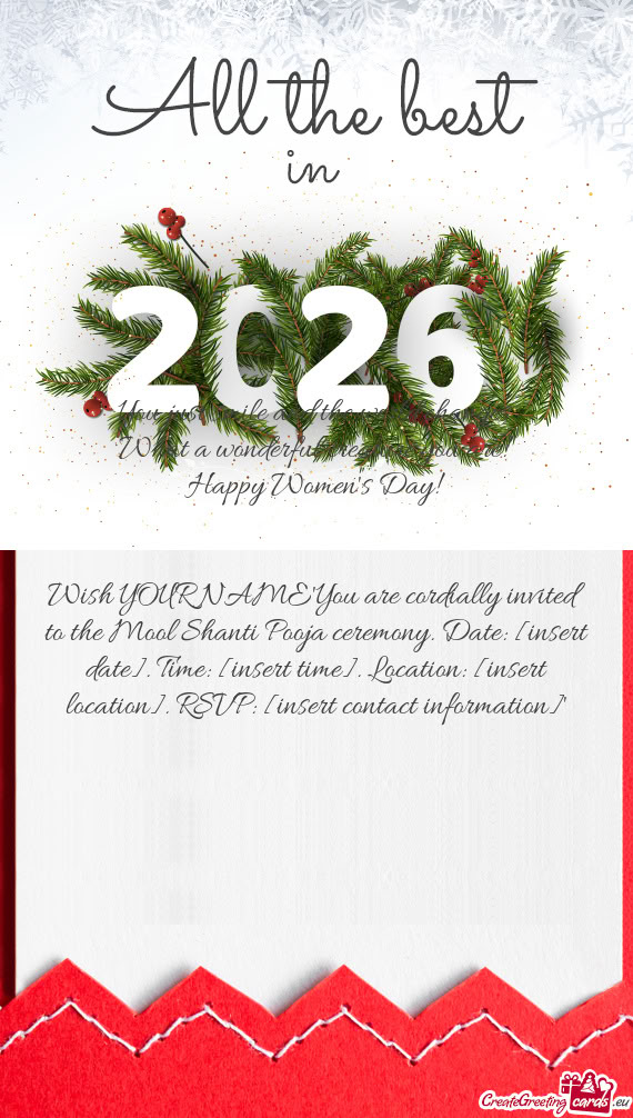 Wish YOUR NAME"You are cordially invited to the Mool Shanti Pooja ceremony. Date: [insert date]. Tim