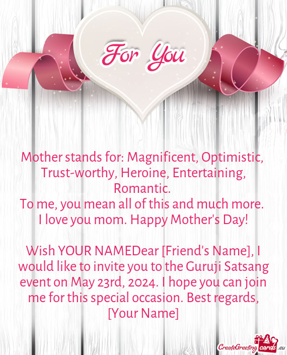 Wish YOUR NAMEDear [Friend