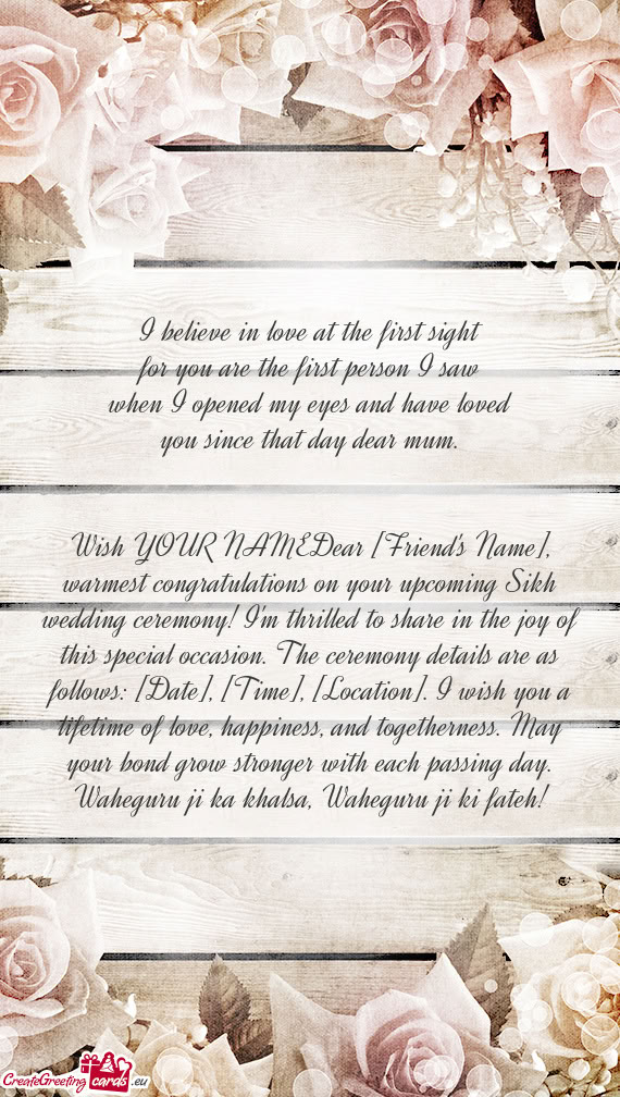 Wish YOUR NAMEDear [Friend