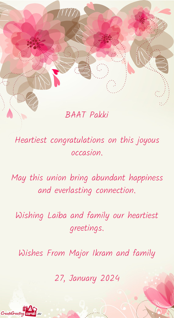 Wishing Laiba and family our heartiest greetings