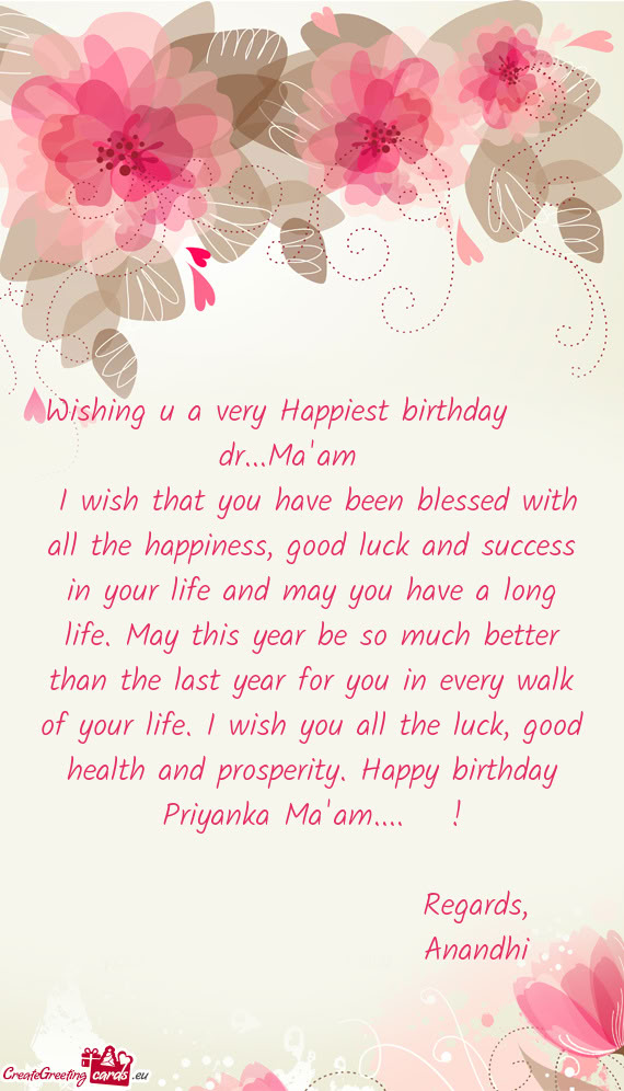 Wishing u a very Happiest birthday🎂🎉🎊 dr...Ma