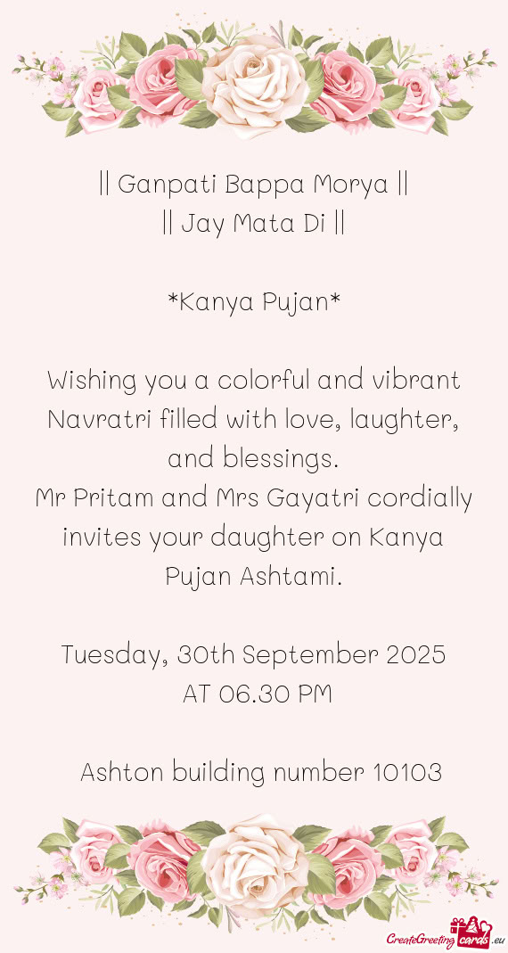 Wishing you a colorful and vibrant Navratri filled with love, laughter, and blessings