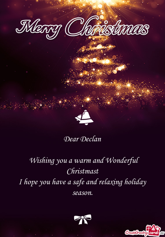 Wishing you a warm and Wonderful Christmast