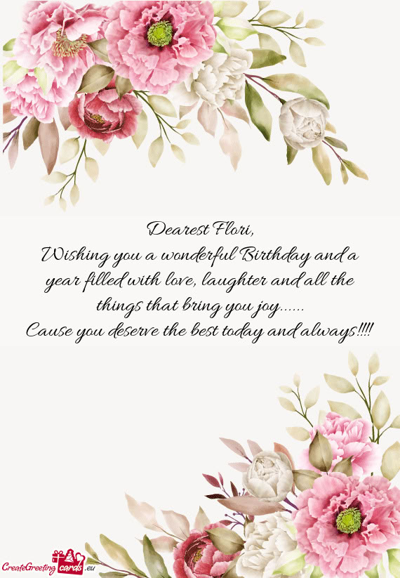 Wishing you a wonderful Birthday and a year filled with love, laughter and all the things that bring