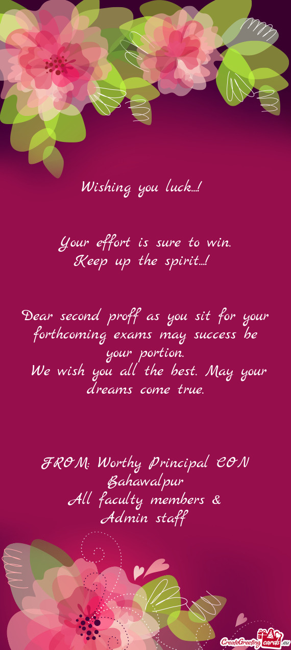 Wishing you luck