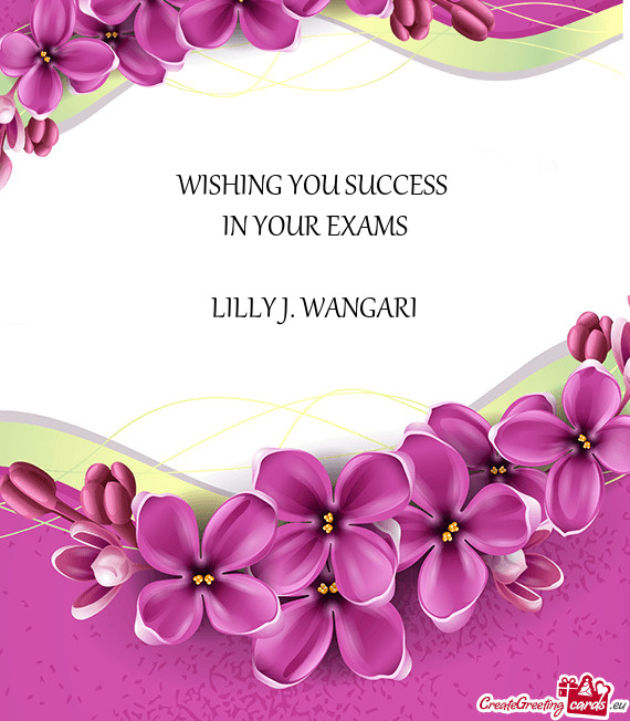 WISHING YOU SUCCESS 
 IN YOUR EXAMS
 
 LILLY J