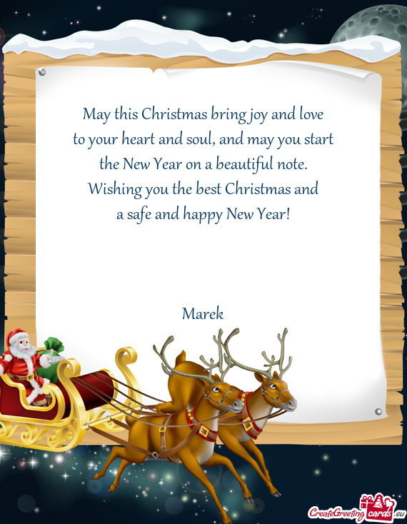 Wishing you the best Christmas and a safe and happy New Year!  Marek