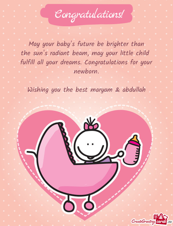 Wishing you the best maryam & abdullah