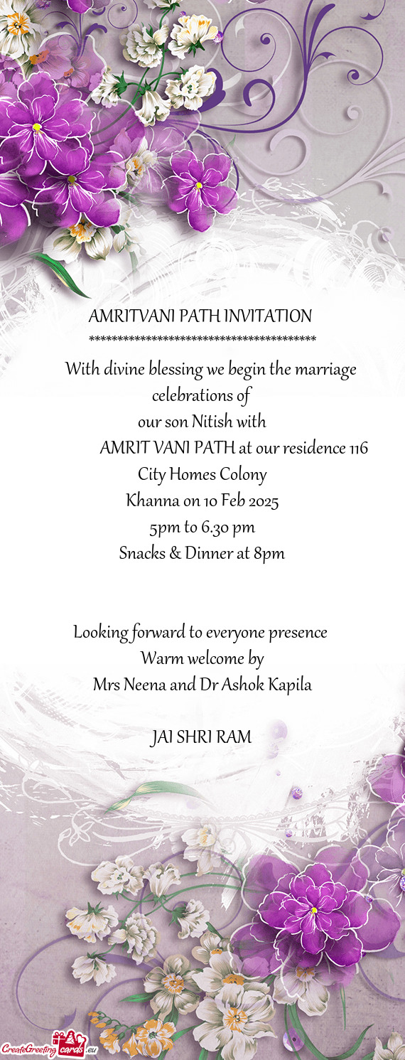 With divine blessing we begin the marriage celebrations of