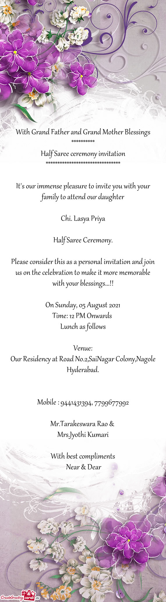 With Grand Father and Grand Mother Blessings