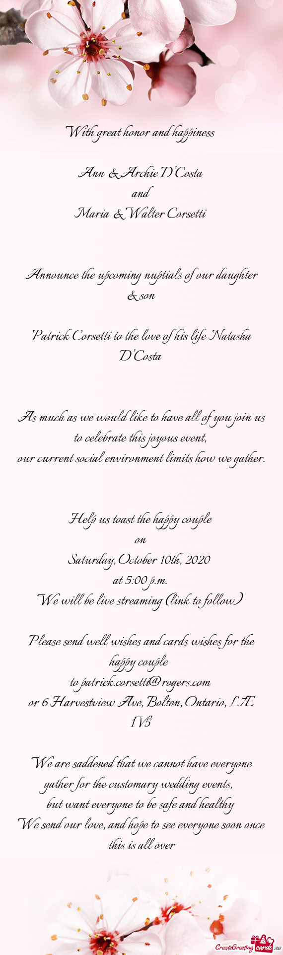 With great honor and happiness