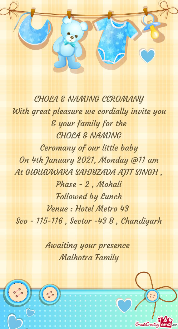 With great pleasure we cordially invite you & your family for the