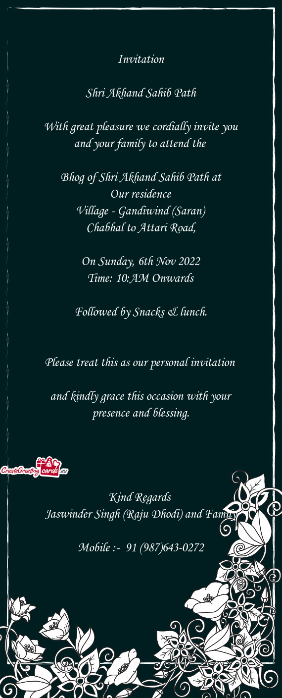 With great pleasure we cordially invite you and your family to attend the