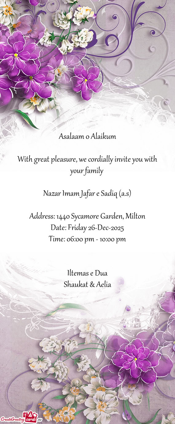 With great pleasure, we cordially invite you with your family