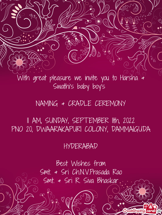 With great pleasure we invite you to Harsha & Swathi